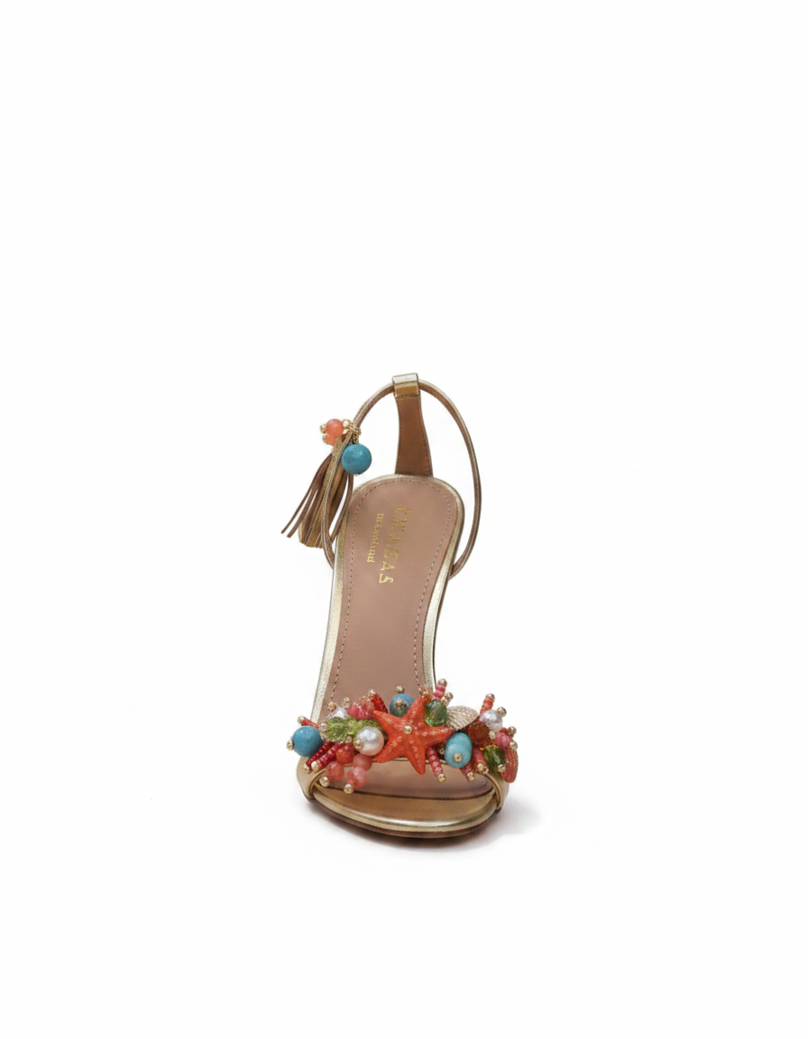 Melania | Women's Starfish Lace-Up Heeled Sandals in Silver