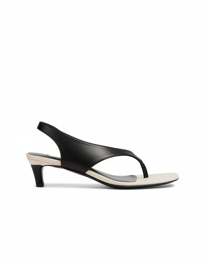 Meli | Women's Thong Heeled Sandals in Beige
