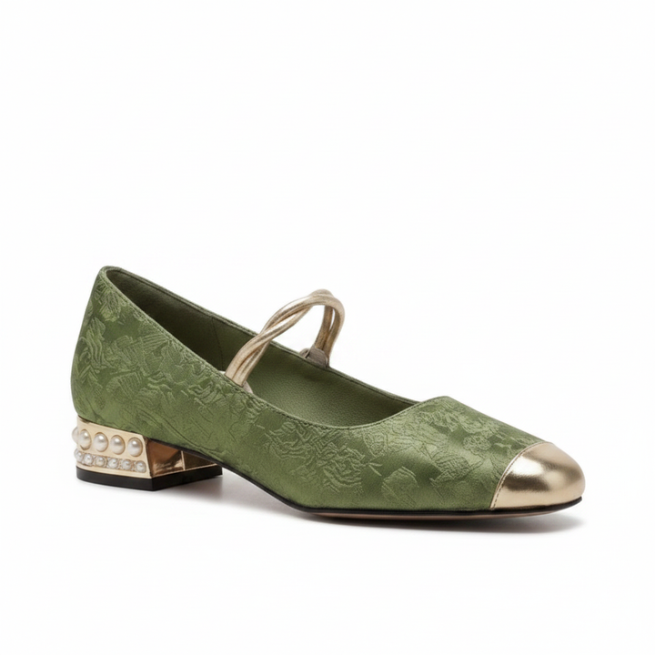 Mestelle | Women's Embellished Mary Jane Block Heels