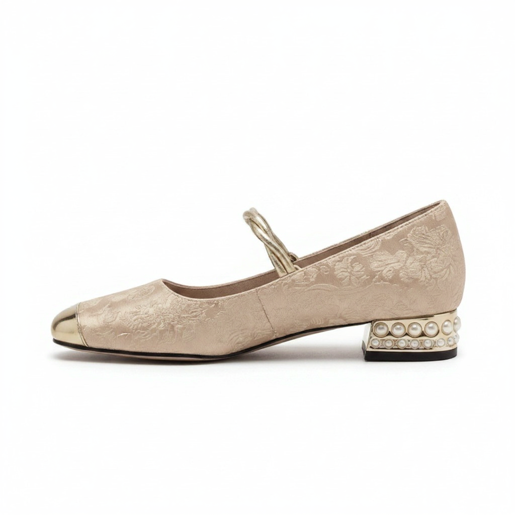 Mestelle | Women's Embellished Mary Jane Block Heels