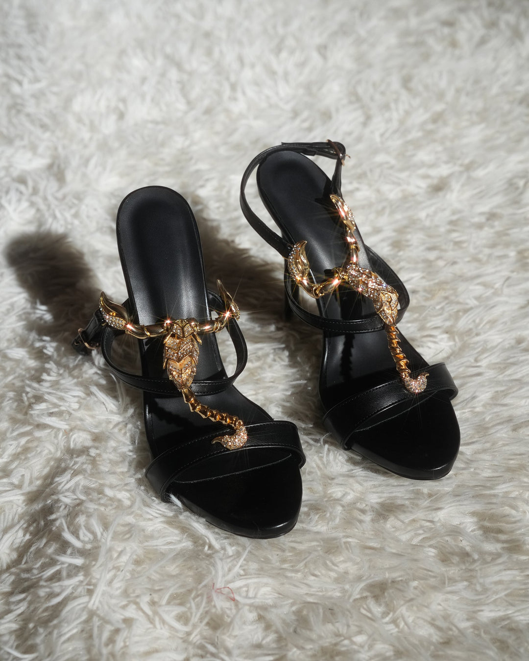 Pia | Women's Rhinestone Scorpion Strap Heeled Sandals