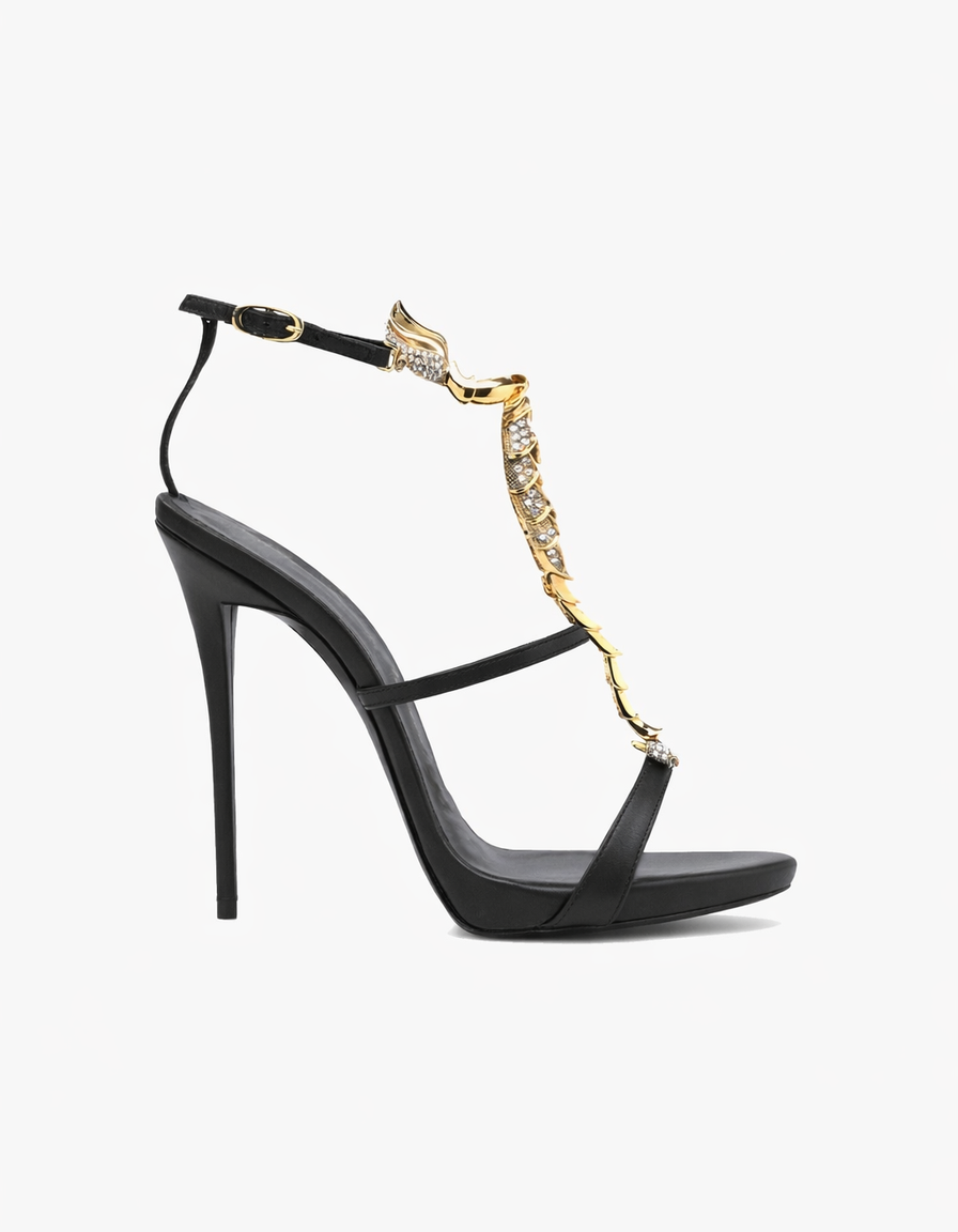 Pia | Women's Rhinestone Scorpion Strap Sandals in White