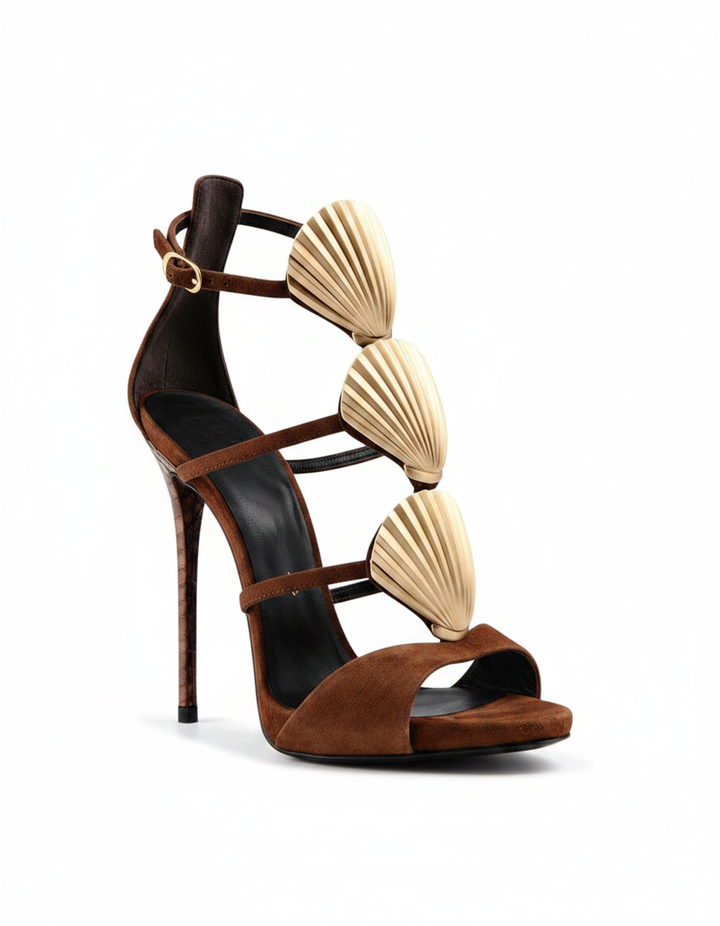 Pia | Women's Velvet Seashell Heeled Pumps