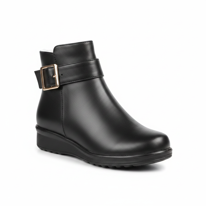Rhovelyn | Women's Wide Fit Zip-Up Leather Ankle Boots