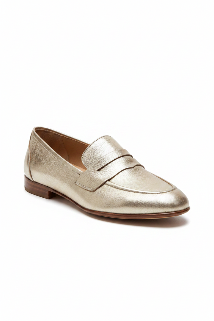 Roxane | Women's Metallic Slip-On Loafers in Gold