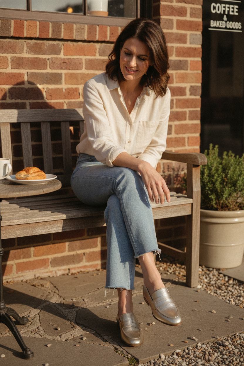 Roxane | Women's Metallic Slip-On Loafers in Gold