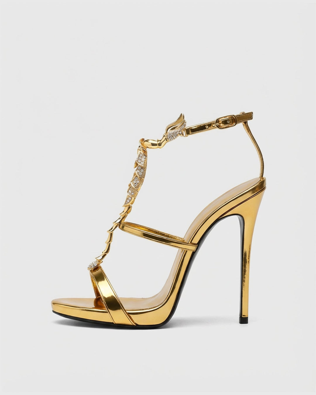 Pia | Women's Rhinestone Scorpion Strap Sandals in Gold