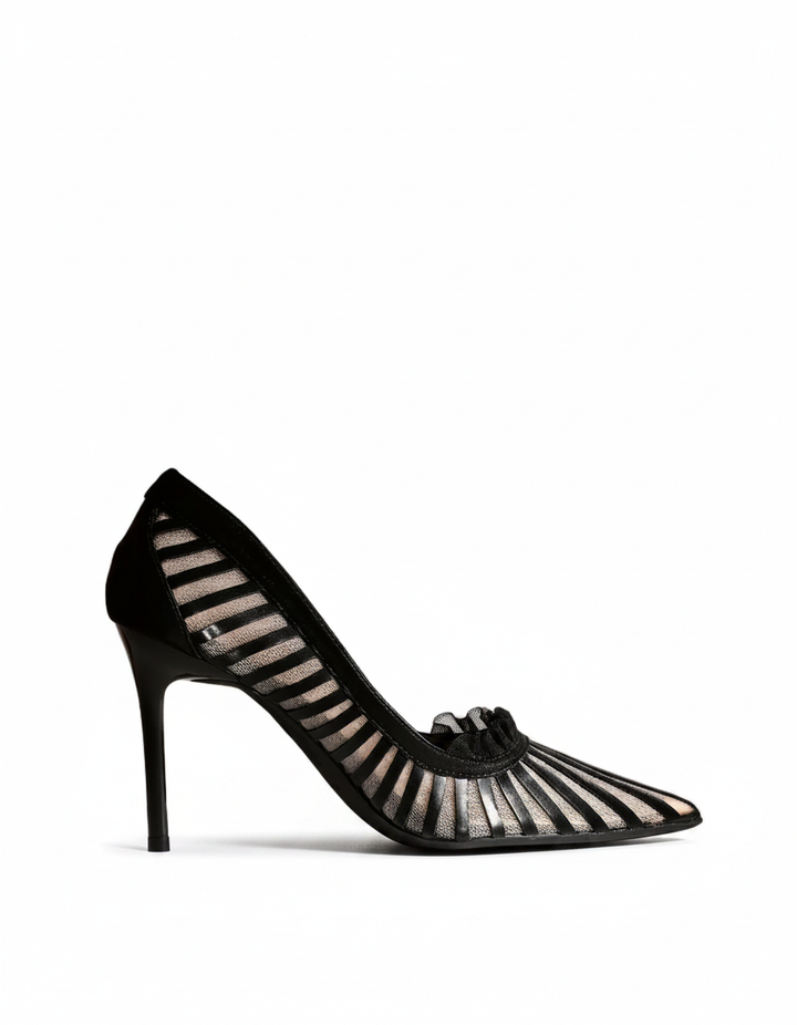 Sada | Women's Stripe Mesh Pumps in White