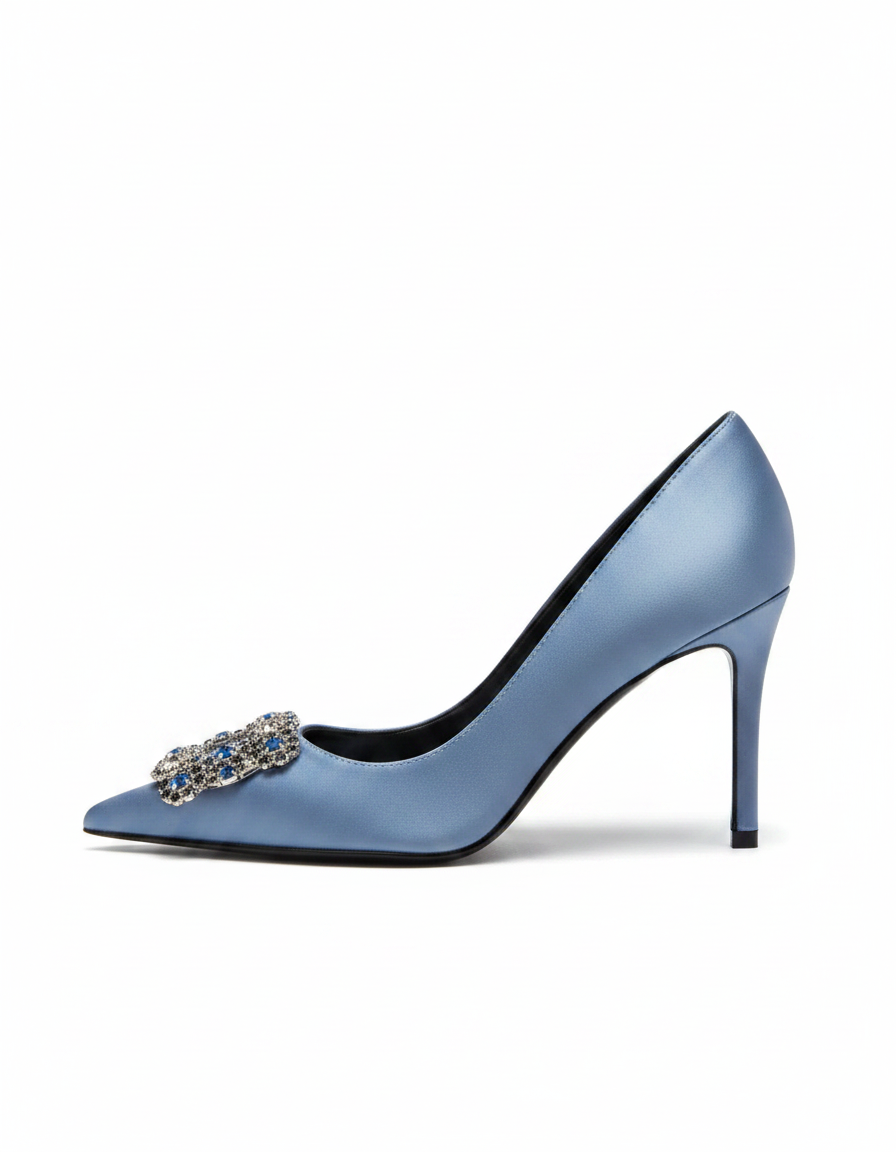 Sadah | Women's Rhinestone Buckle Pumps in Royal Blue