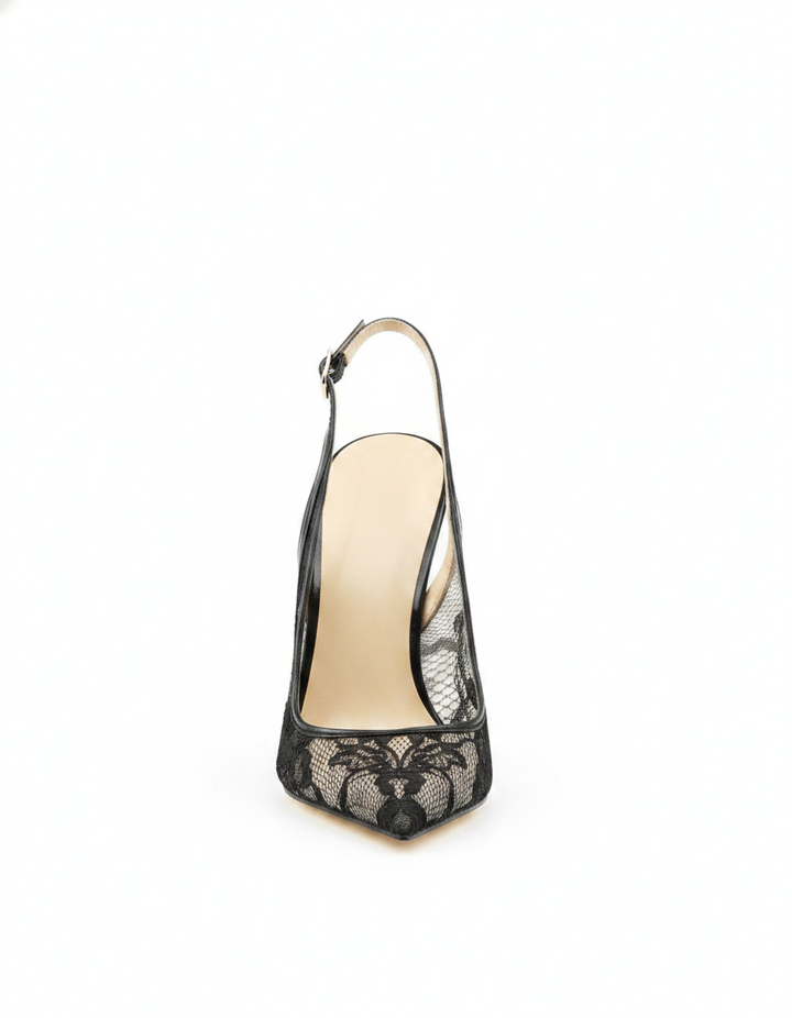 Saidi | Women's Lace Slingback Pumps in White