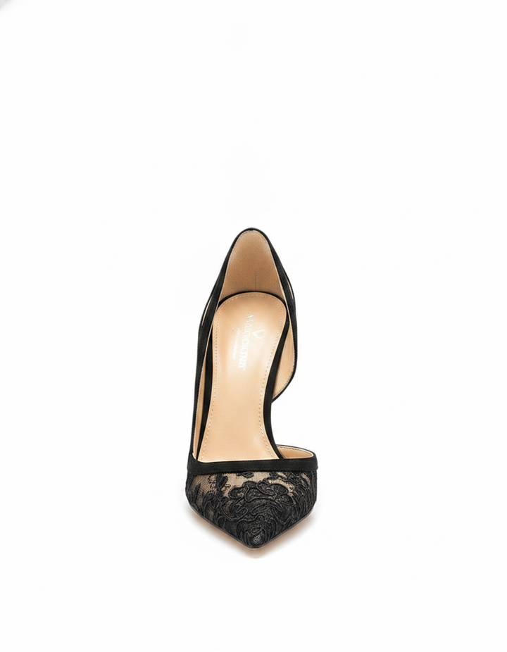 Saima | Women's Lace Cutout Pumps in Black