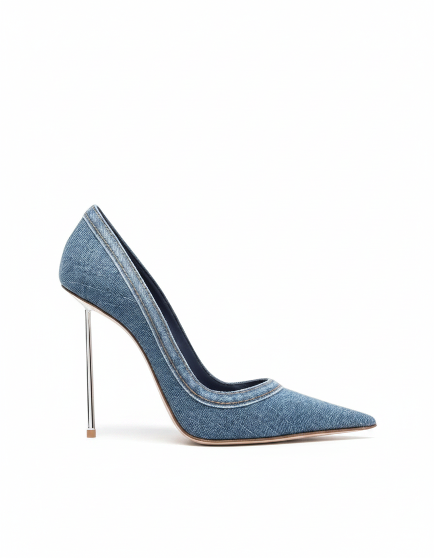 Saint | Women's Denim Steel Stiletto Pumps