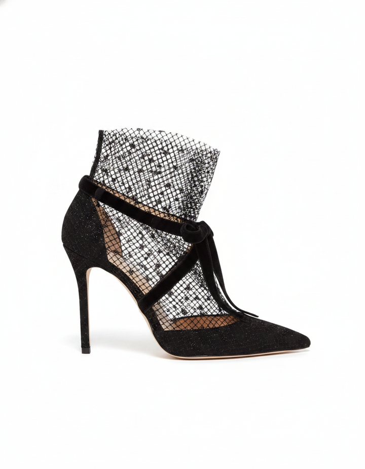 Seraphine | Women's Pearl Mesh Bow Strap Pumps