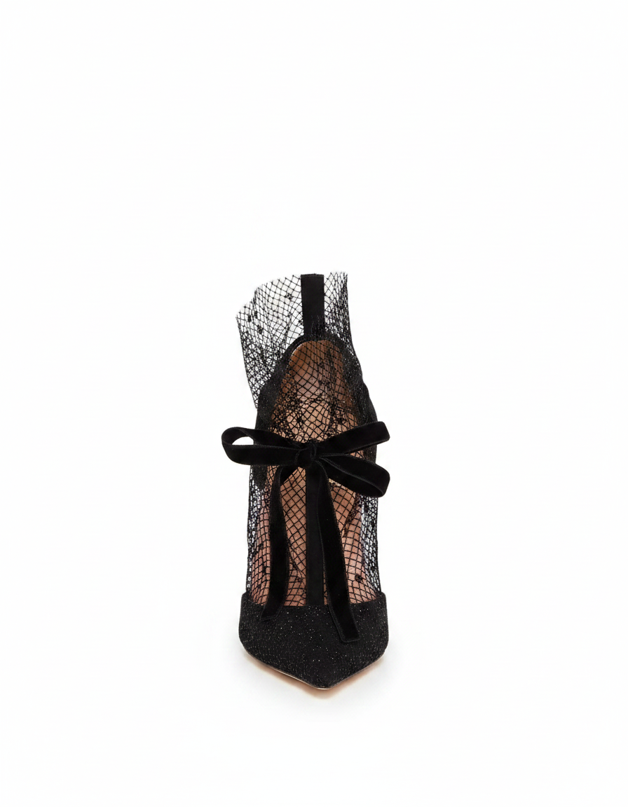 Seraphine | Women's Pearl Mesh Bow Strap Pumps