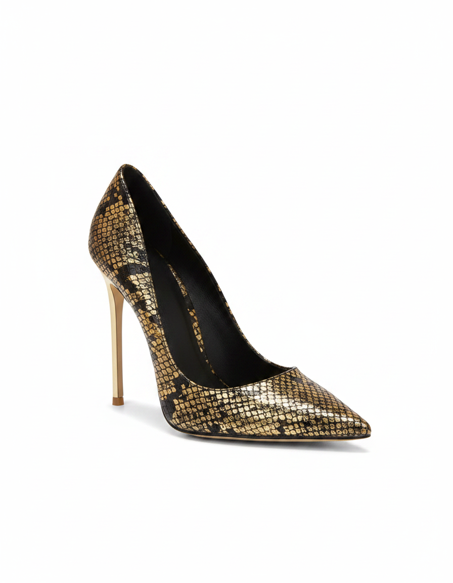 Sidney | Women's Snake Texture Pumps in Green