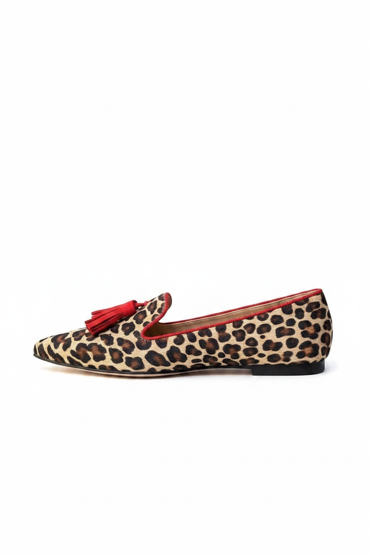Simone | Women's Pointed Toe Tassel Loafers in Red