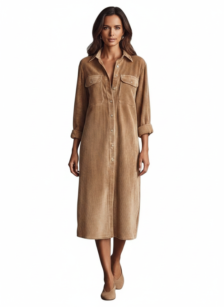 Solange | Women's Single-Breasted Button-Front Midi Dress