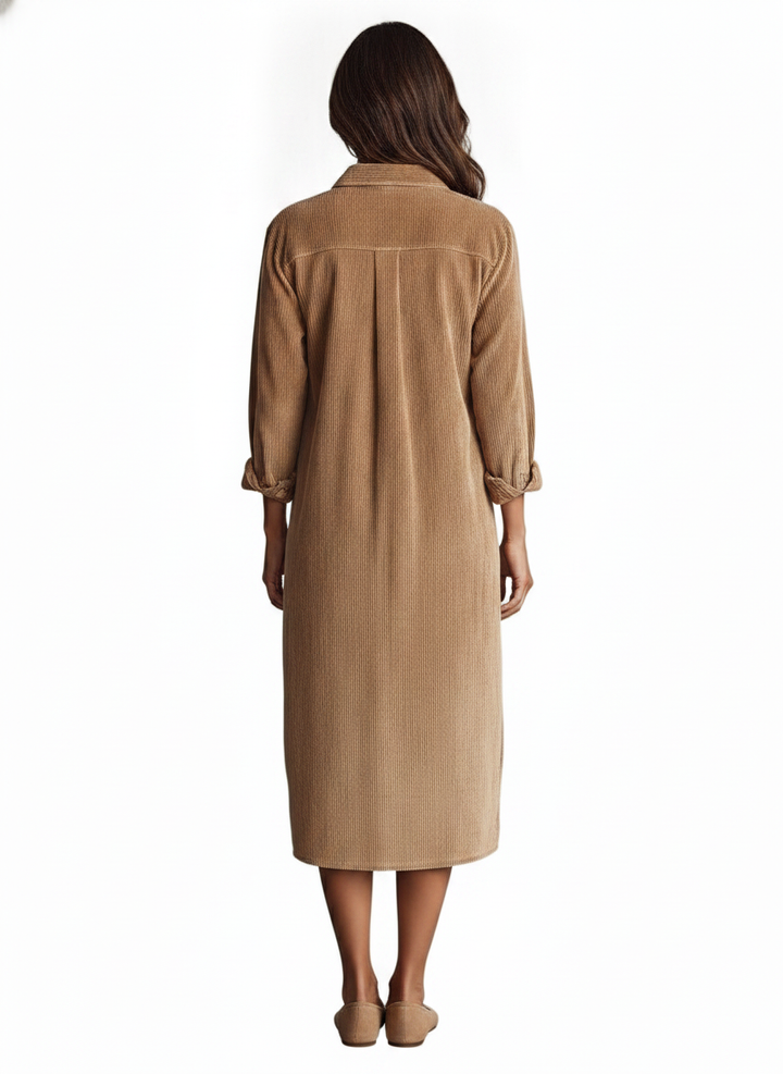 Solange | Women's Single-Breasted Button-Front Midi Dress