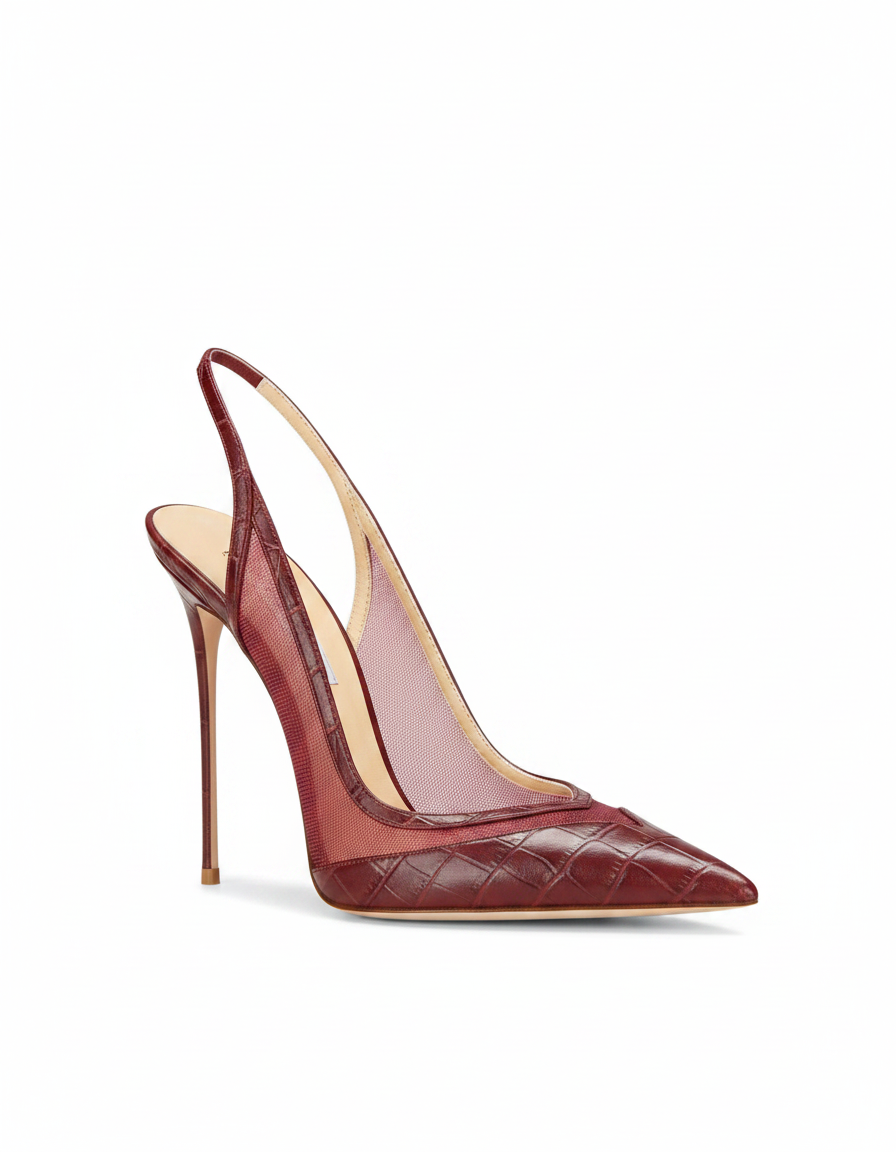 Sylvie | Women's PVC Slingback Pumps in Brown