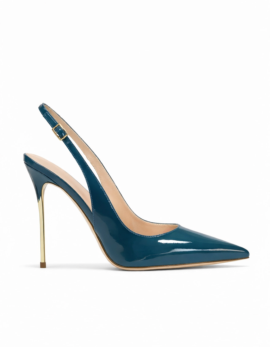 Sylvie | Women's PVC Slingback Pumps in Brown