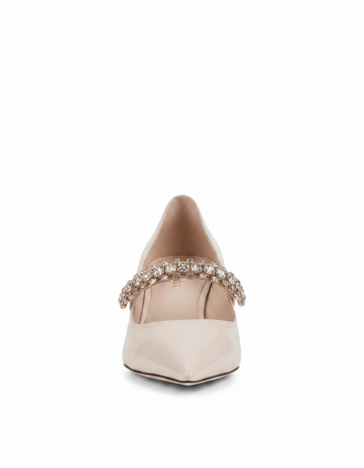 Terza | Women's Rhinestone Strap Pumps in Natural