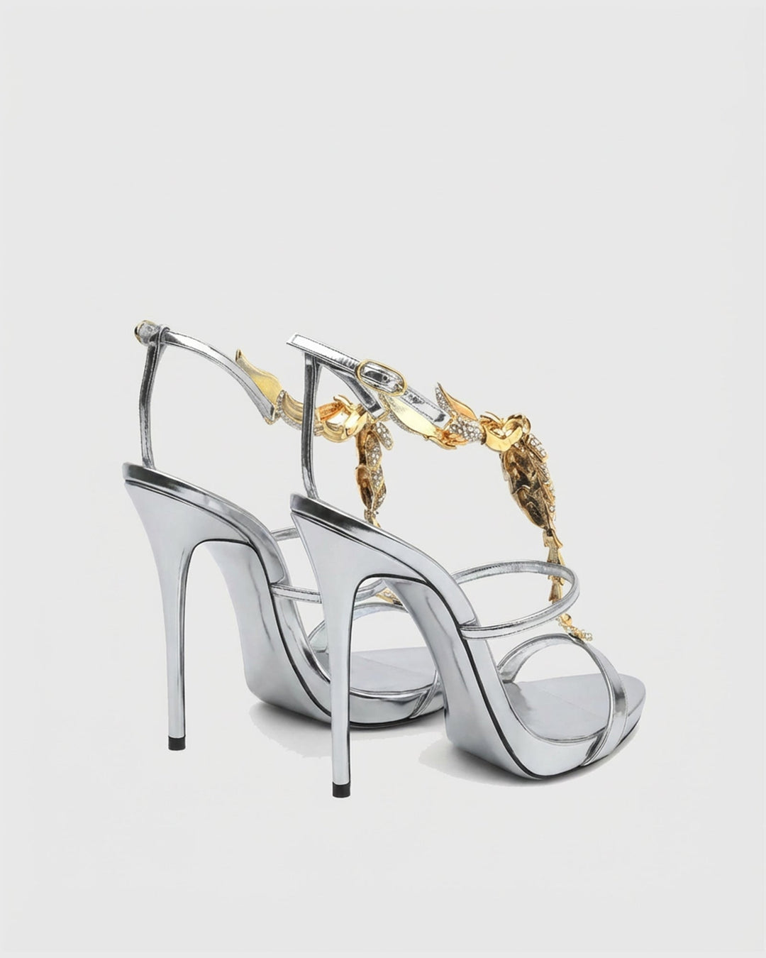 Pia | Women's Rhinestone Scorpion Strap Sandals in Silver