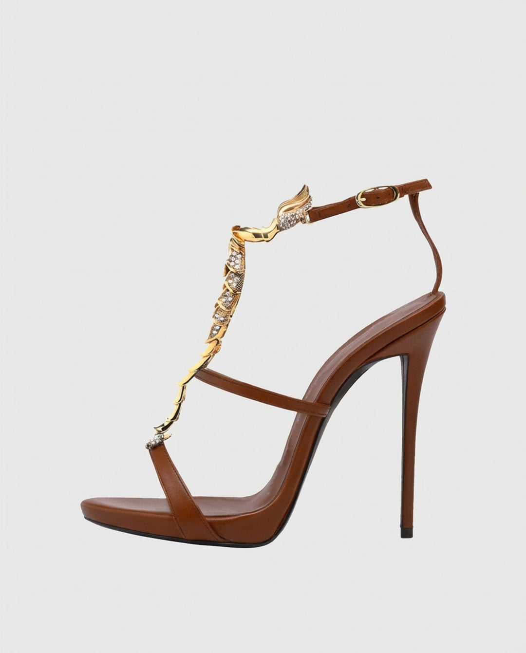Pia | Women's Rhinestone Scorpion Strap Sandals in Brown