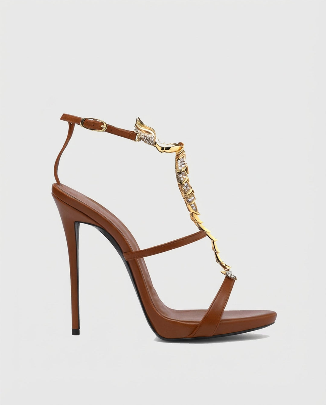 Pia | Women's Rhinestone Scorpion Strap Sandals in Brown