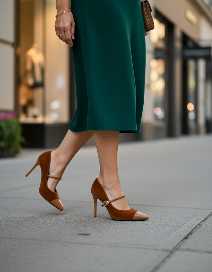 Vada | Women's Splicing Velvet Pumps in Red
