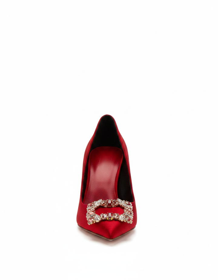 Vaike | Women's Rhinestone Satin Pumps in Red