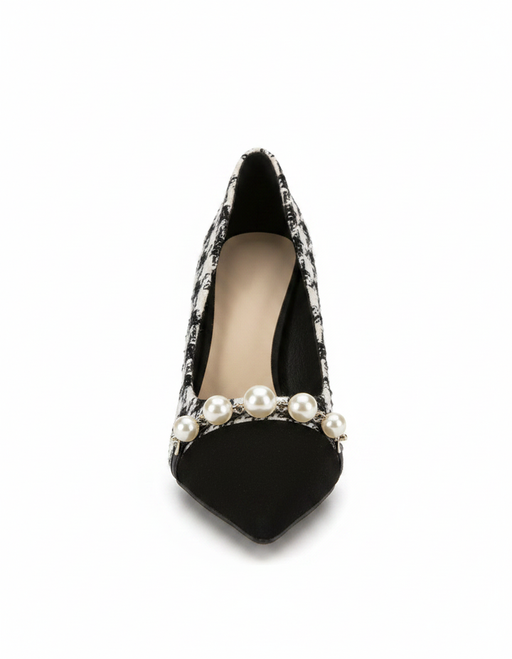 Vala | Women's Pearl Chain Houndstooth Pumps