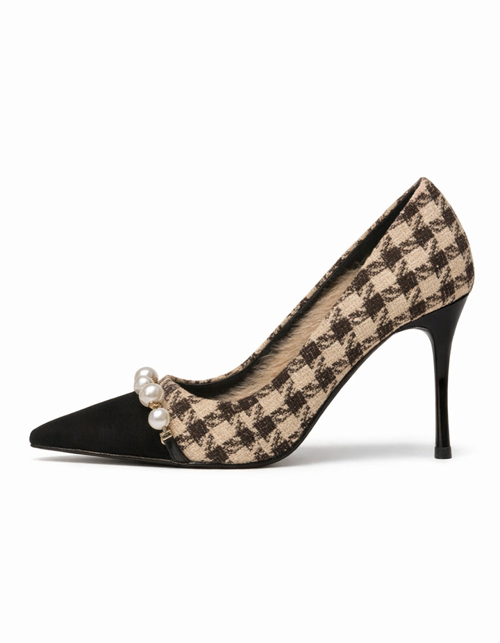 Vala | Women's Pearl Chain Houndstooth Pumps