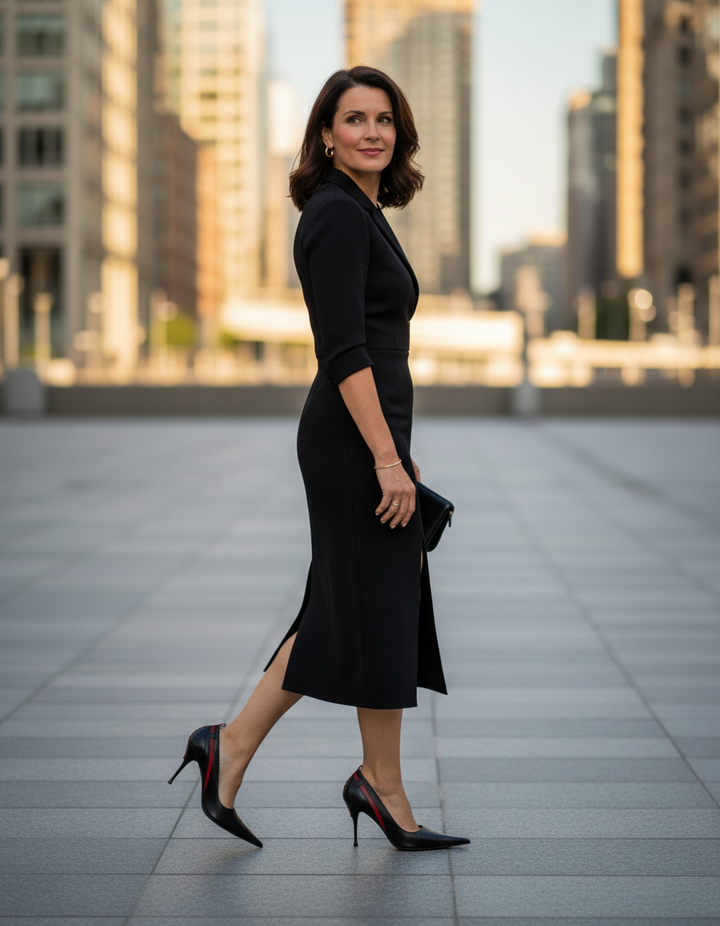 Variel | Women's Rivet Cross Pumps in Black and Red