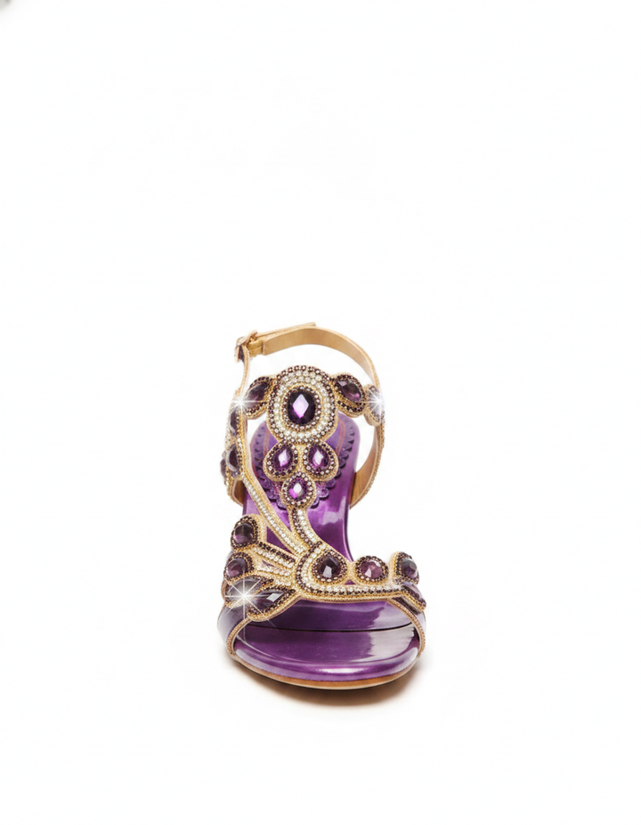 Velia | Women's Rhinestone Wing Slingback Heeled Sandals in Purple