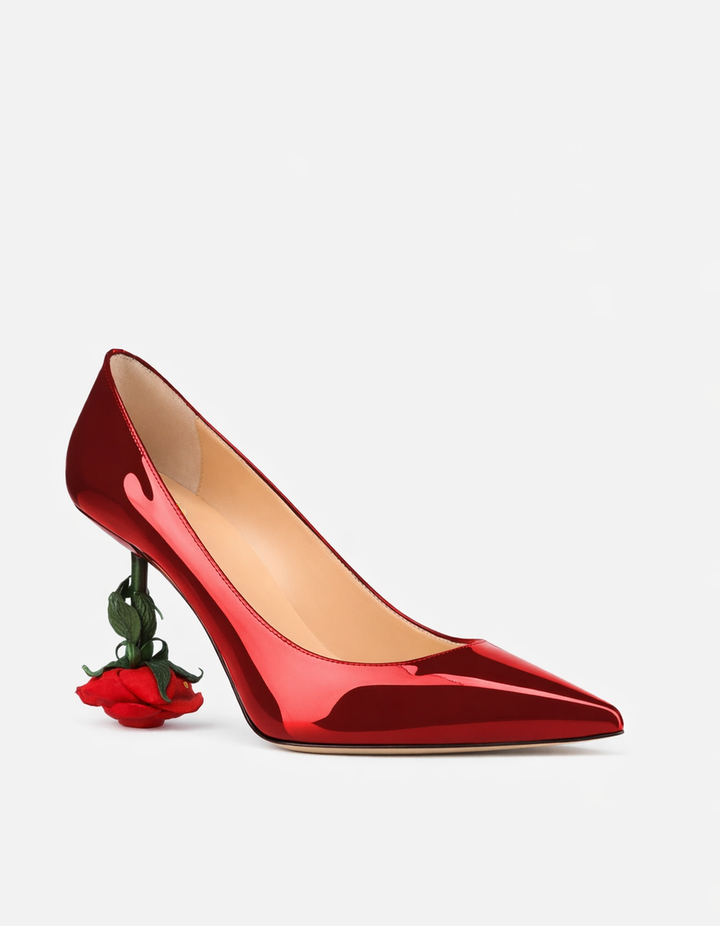 Venice | Women's Flower Heel Suede Pumps in Black