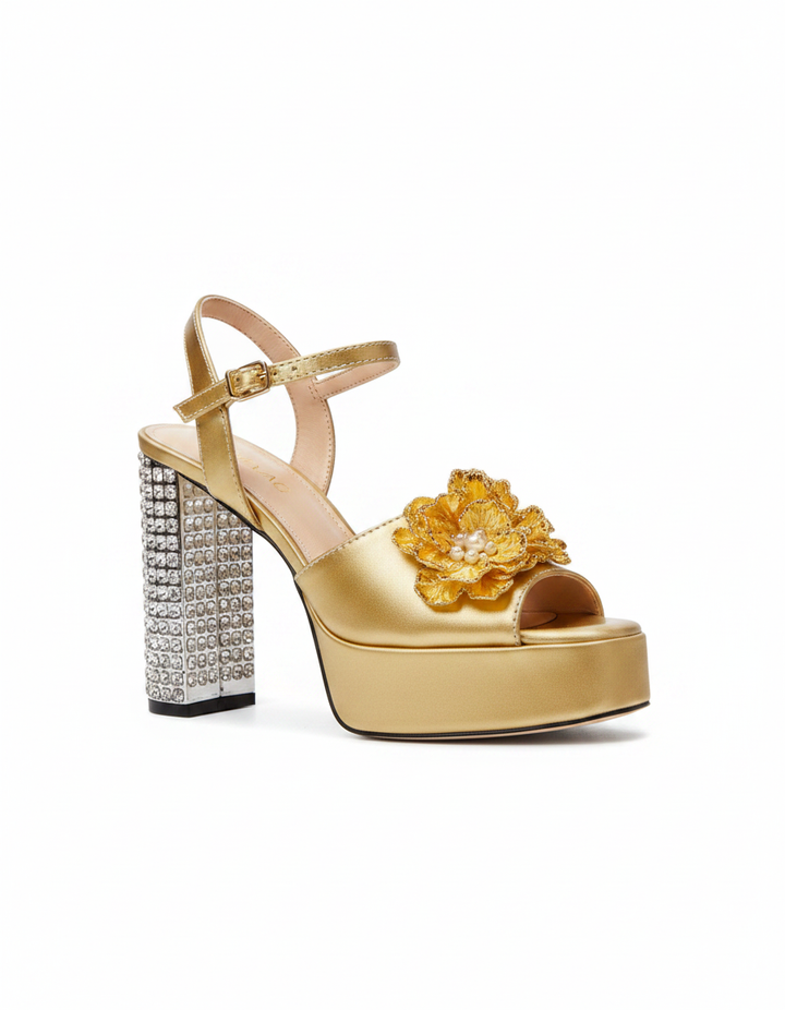 Zaahir | Women's Rhinestone Strap Platform Sandals in Silver